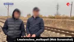 A grab from a report about the teenagers' detention by a TV channel operating in the Russian-occupied part of Zaporizhzhya region.