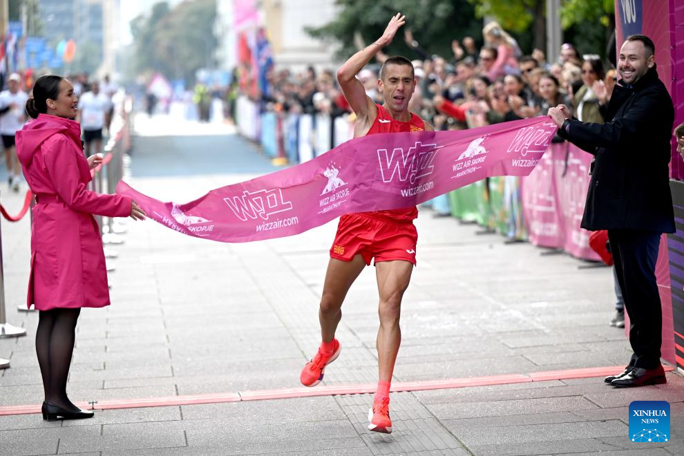People attend Skopje Marathon in Skopje, North Macedonia-Xinhua