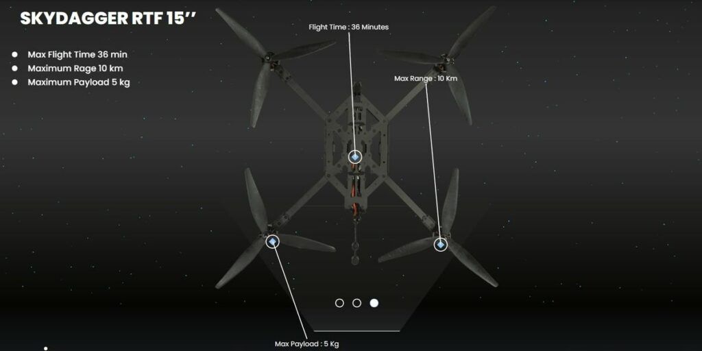 Flight time up to 36 minutes and range up to 10 km - the main features of the "SkyDagger 15" drones