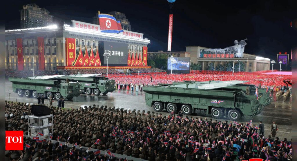 North Korea displays long-range missile at parade North Korea displays long-range missile at parade