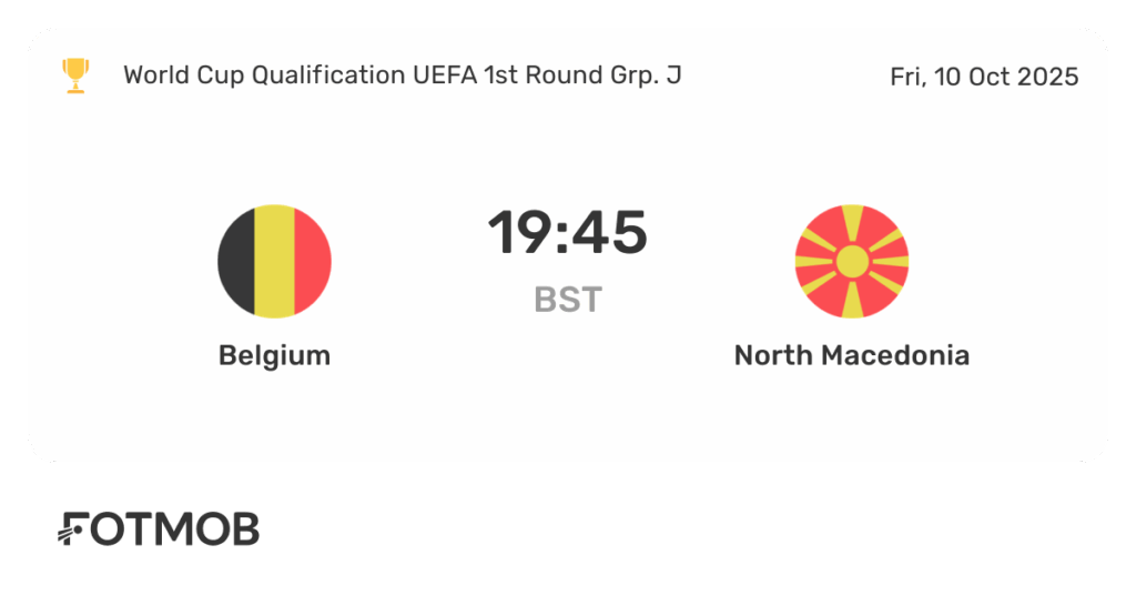 Belgium vs North Macedonia - live score, predicted lineups and H2H stats
