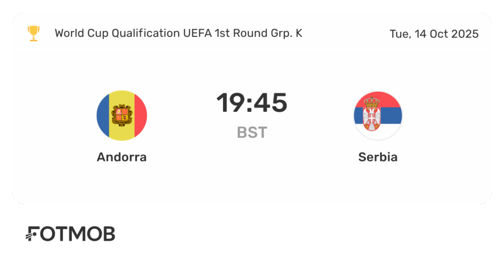 Andorra vs Serbia - live score, predicted lineups and H2H stats