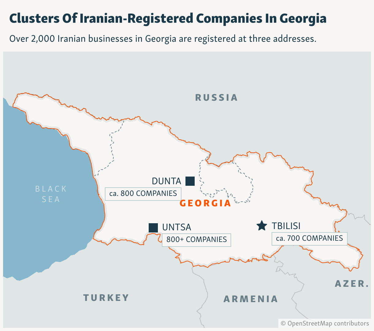 Clusters Of Iranian-Registered Companies In Georgia (Locator map)