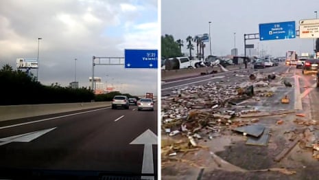 Spanish floods: before and after footage shows the scale of destruction in Valencia – video