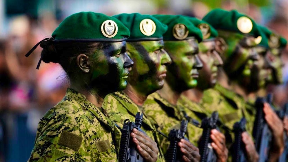 ARCHIVE - Croatian soldiers take part in a military parade. Photo: Darko Bandic/AP/dpa/Archive