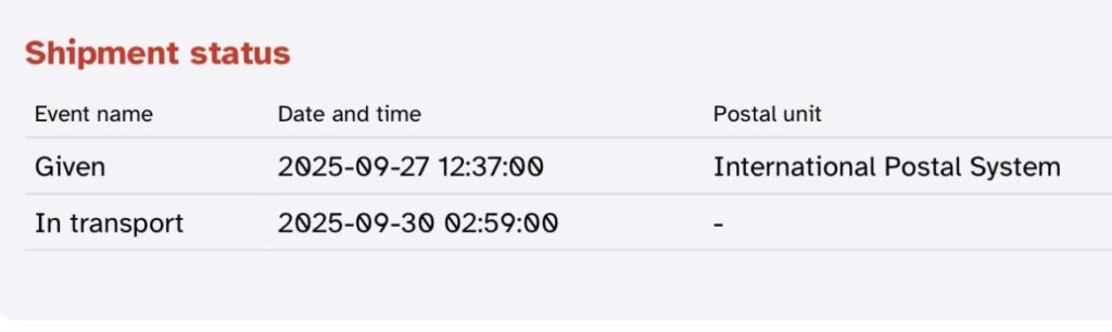 package being send to poland is stuck in transport?