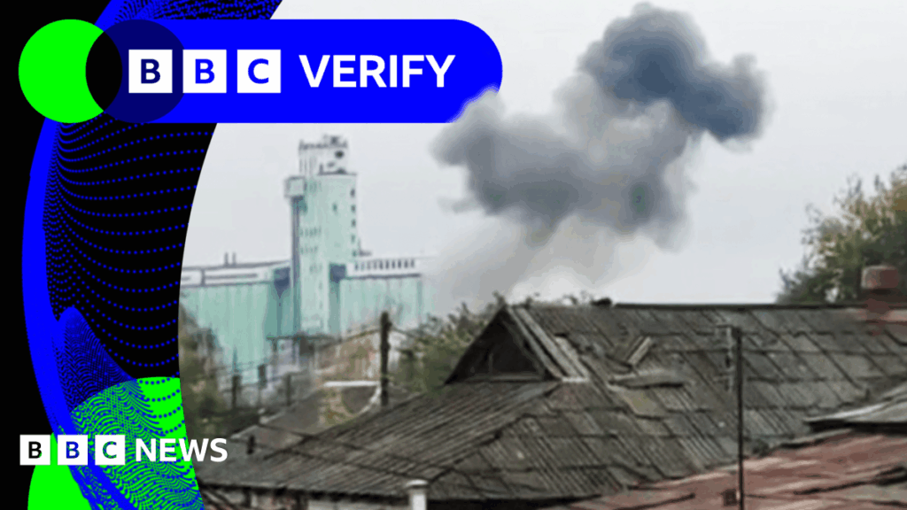 BBC Verify Live: Footage captures drone over Russian town shortly before explosion