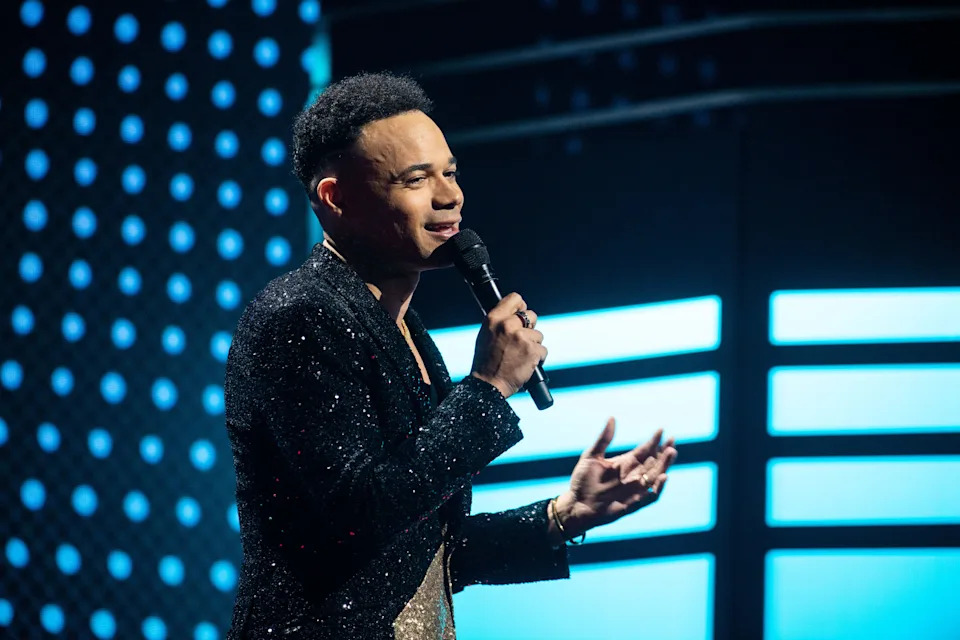 Tauren Wells hosts the 55th Annual GMA Dove Award inside the Allen Arena at Lipscomb University in Nashville, Tenn., Tuesday, Oct. 1, 2024.