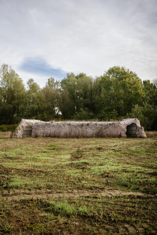 A recently built anti-drone shelter erected by Romanian authorities after a drone crashed in Plauru, a small village on the banks of the Danube.