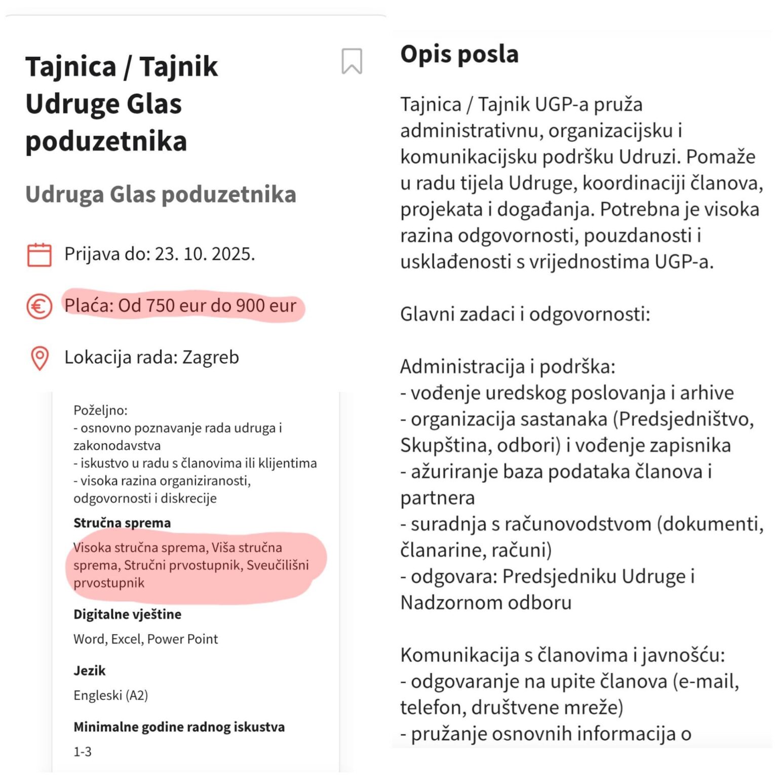 Here's an angry classic of a Croatian employer - 750 euros for VSS