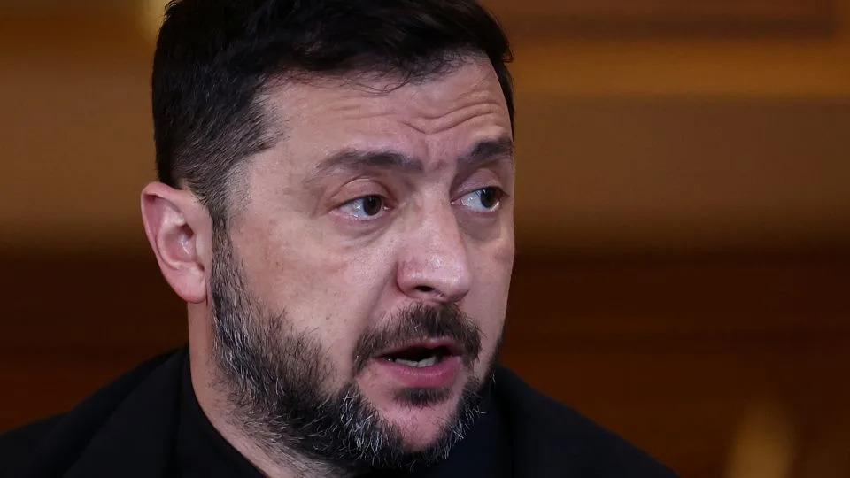Ukrainian President Volodymyr Zelensky renewed calls for more Patriot missile defense systems hours ahead of a Russian overnight air attack on Kyiv. - Henry Nicholls/Pool/Reuters