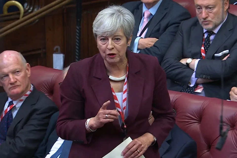 Baroness Theresa May speaking in the House of Lords (Parliament TV/PA) (PA Media)