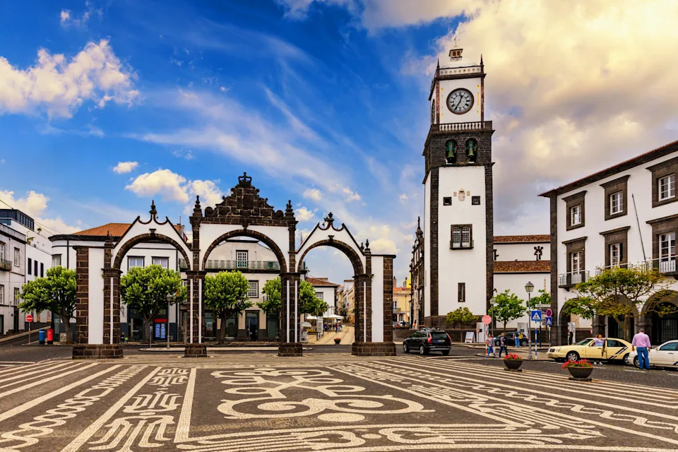 Portas da Cidade, the city symbol of Ponta Delgada in Sao Miguel Island in Azores, Portugal (Getty Images)