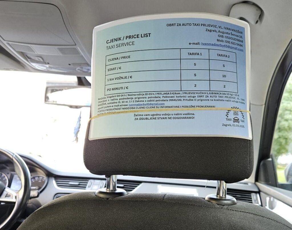Madzar's price list
