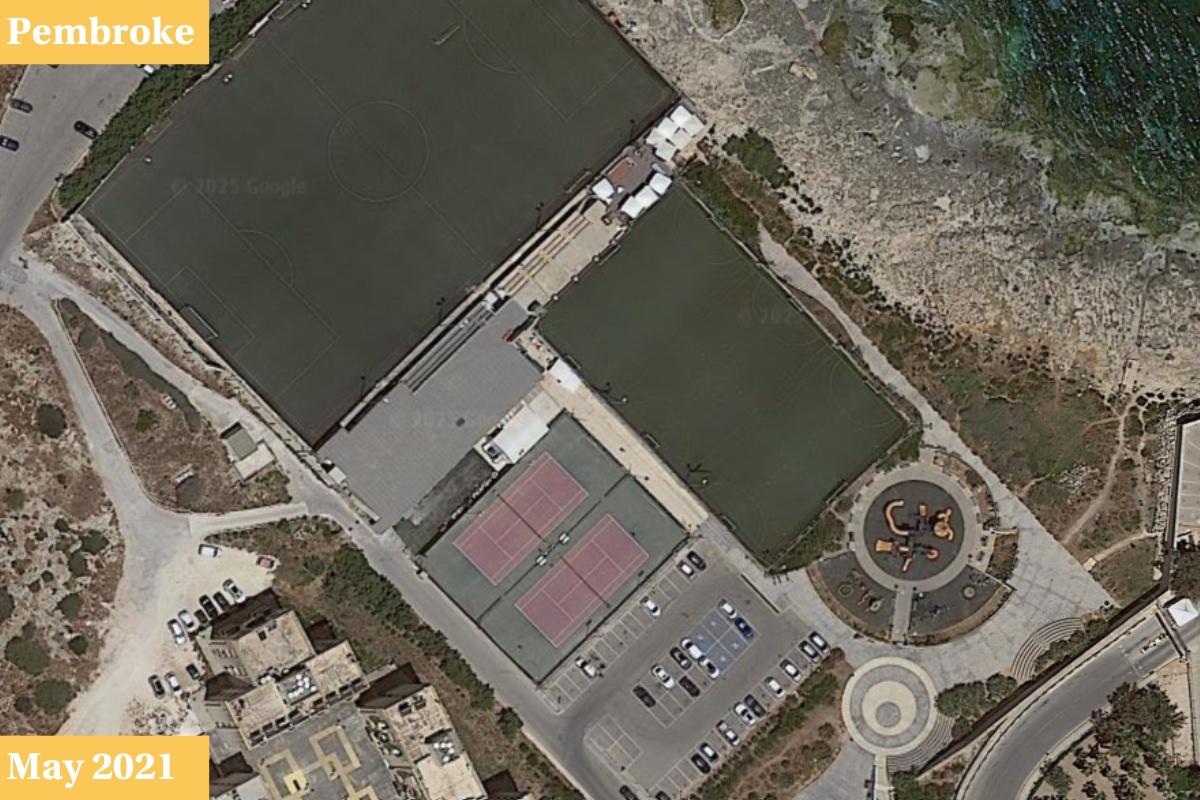 IK's large Padel Village site in Pembroke has seen tennis courts co-managed by one of it's founders make way for padel courts. Photo: Google Earth.