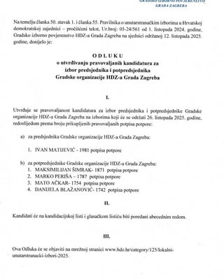 Local internal party elections in the HDZ