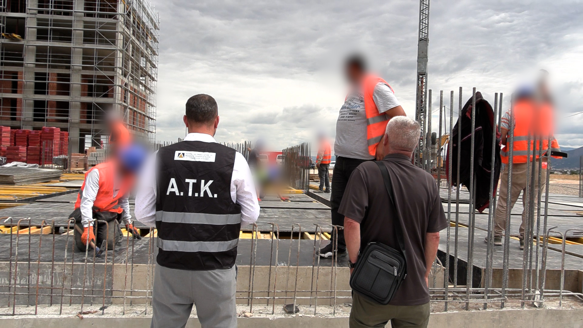 Kosovo Tax Administration officials inspect a worksite in the Prizren region in July 2025, where unregistered workers from Turkey were found during a routine check. Photo: BIRN