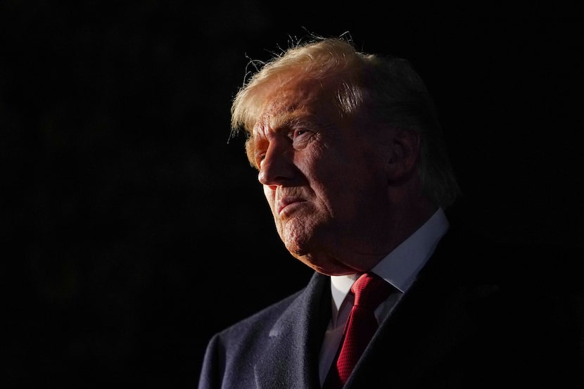 President Donald Trump talks to reporters as he departs the White House, Friday, Oct. 24,...