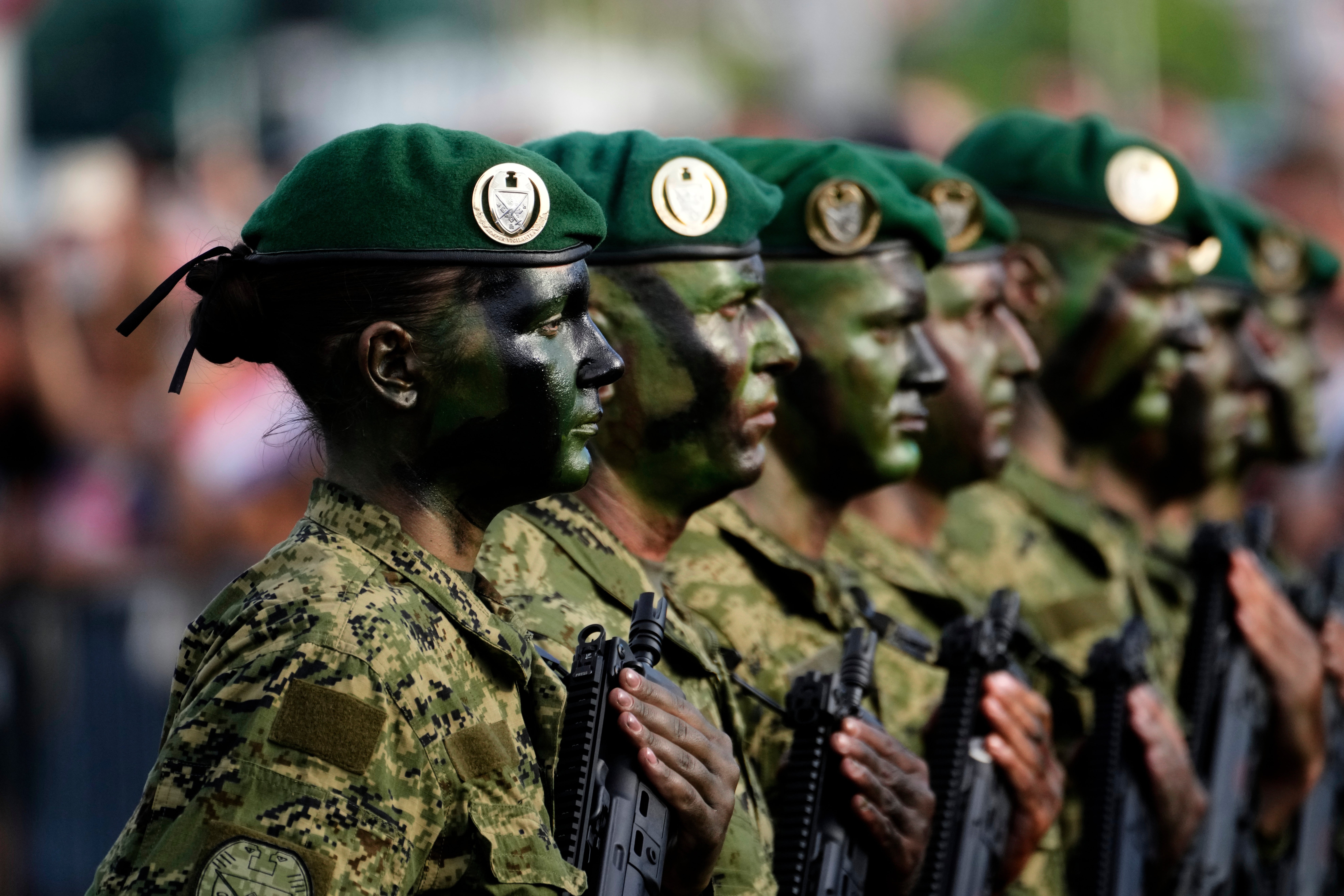Croatian troops participate in a military parade marking 30 years since a key war victory, in Zagreb, Croatia, Thursday, July 31, 2025. (AP Photo/Darko Bandic, File)
