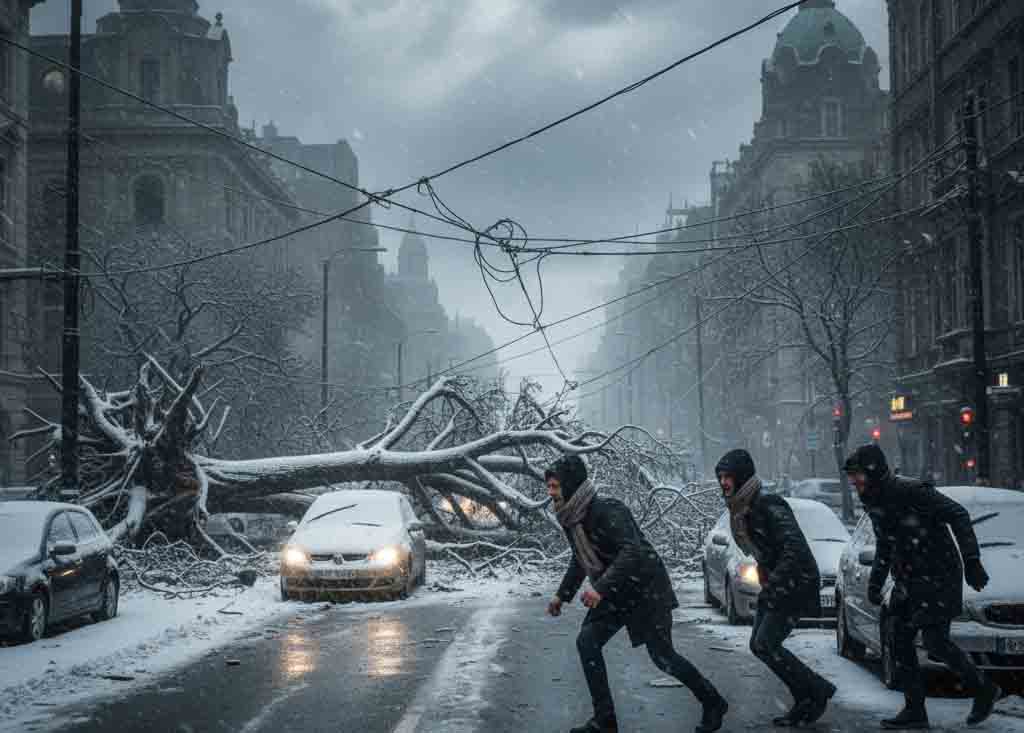 Storm Amy Slams into UK, Serbia, Ireland, Bosnia with Monster One Hundred mph Winds with Heavy, Wet Snow, Leaving European Cities Shattered, Powerless and on the Brink of Travel Apocalypse