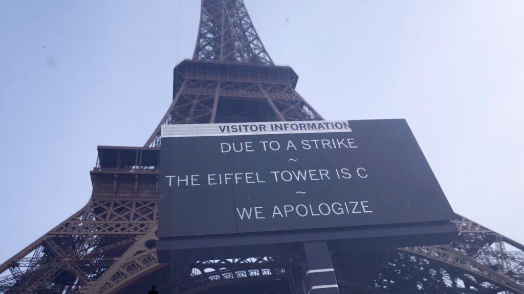 Eiffel Tower closed as nationwide strikes held across France against austerity