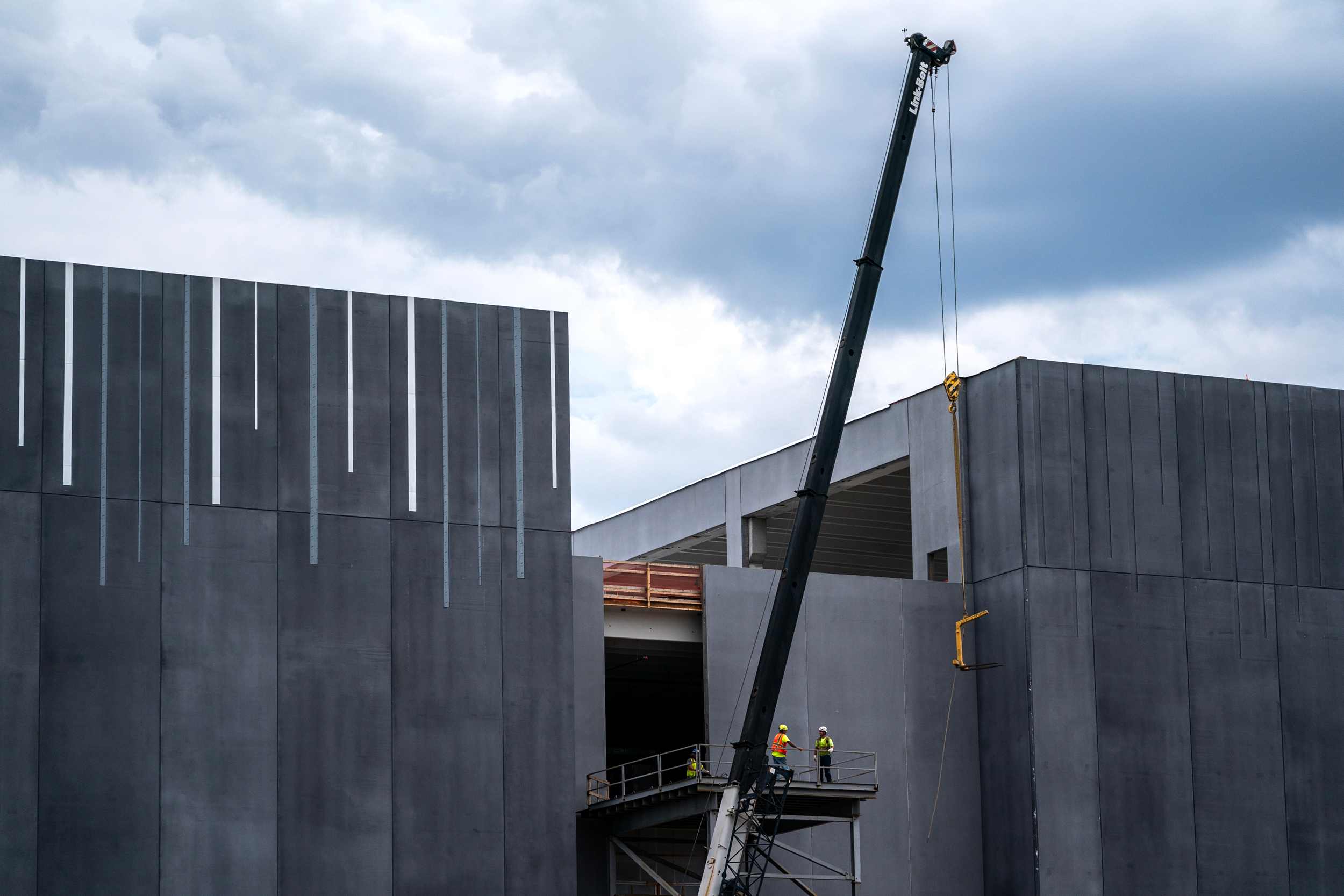 A construction crew works on the CloudHQ data center on July 17, 2024, in Ashburn, Va. Credit: Nathan Howard/Getty Images