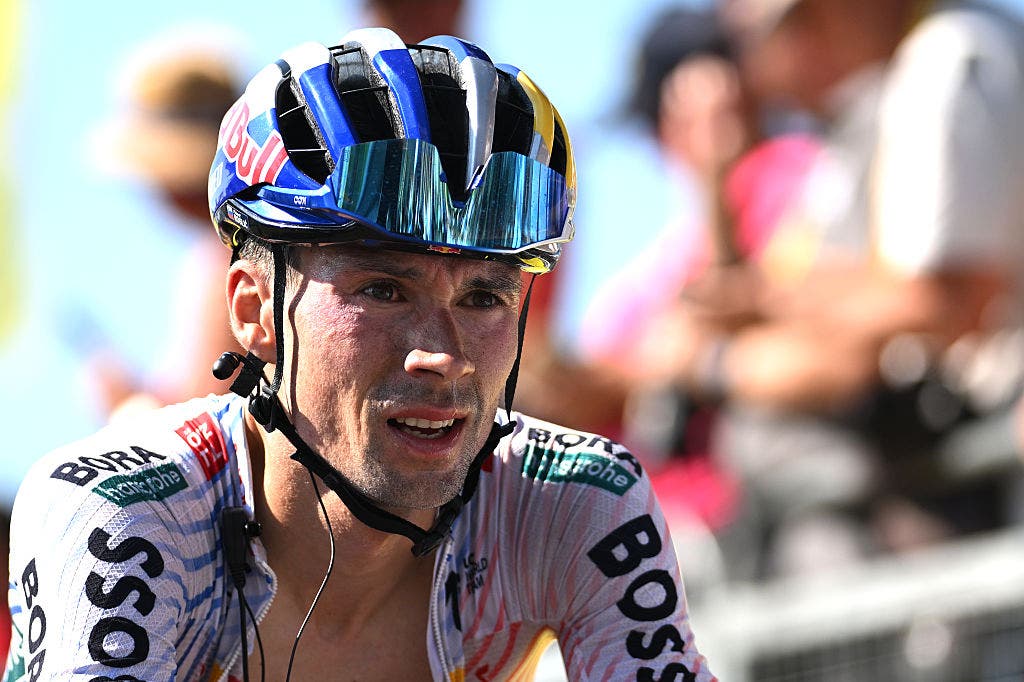 HAUTACAM, FRANCE - JULY 17: Primoz Roglic of Slovenia and Team Red Bull - BORA - hansgrohe reacts after the 112th Tour de France 2025, Stage 12 a 180.6km stage from Auch to Hautacam 1519m / #UCIWT / on July 17, 2025 in Hautacam, France. (Photo by Tim de Waele/Getty Images)