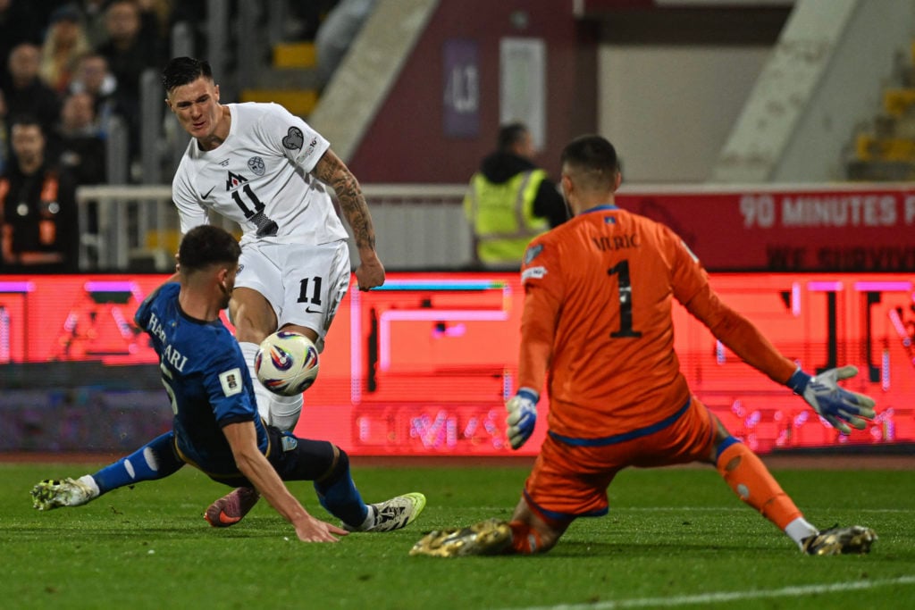 Benjamin Sesko's blocked shot against Kosovo