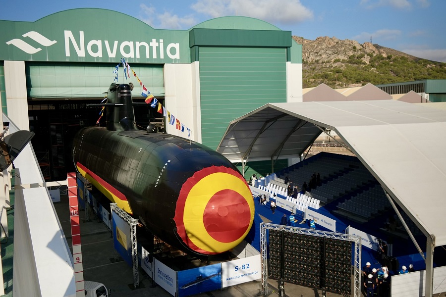 Navantia has held the official naming ceremony of the S-82 ‘Narciso Monturiol’ submarine at its shipyard in Cartagena, Murcia. The submarine is the second vessel in the S-80 series being built for the Spanish Navy.