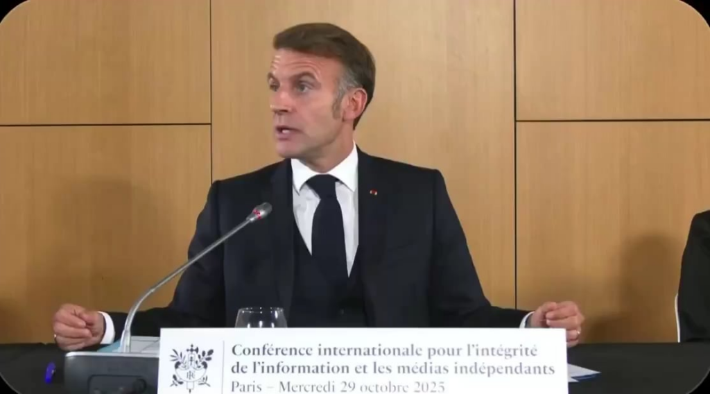 Emmanuel Macron discusses the X platform and its owner Elon Musk – International Conference for Information Integrity and Independent Media (10/29/2025)