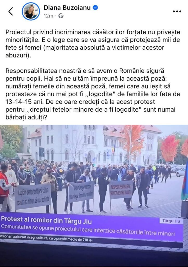 Diana Buzoianu about the protest for "the right of minors to be engaged"