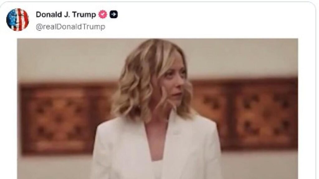 Trump's (fictitious) post becomes a case. Pd: 'Meloni clarify about duties-Kiev'