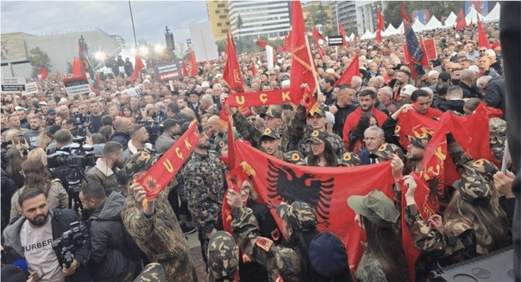 Tirana Protesters Demand Justice for Kosovo War Leaders 