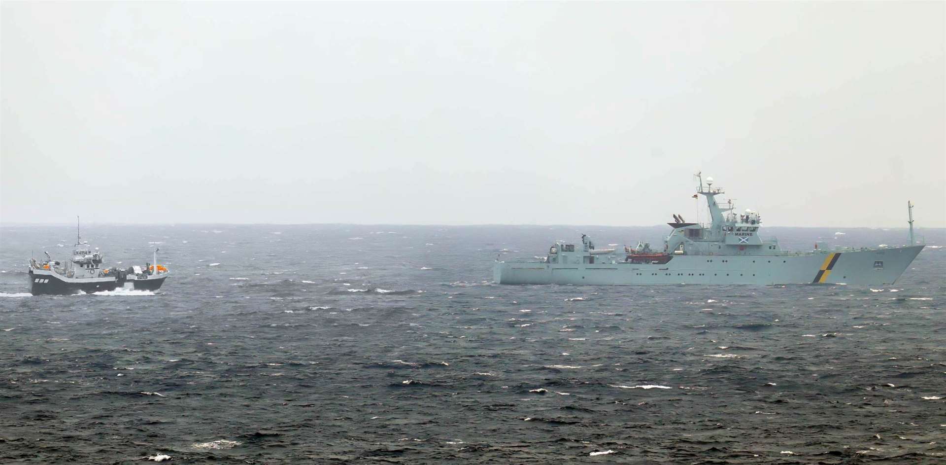 Rottfisk following Hirta into Lerwick on Sunday morning. Photo: Ivan Reid