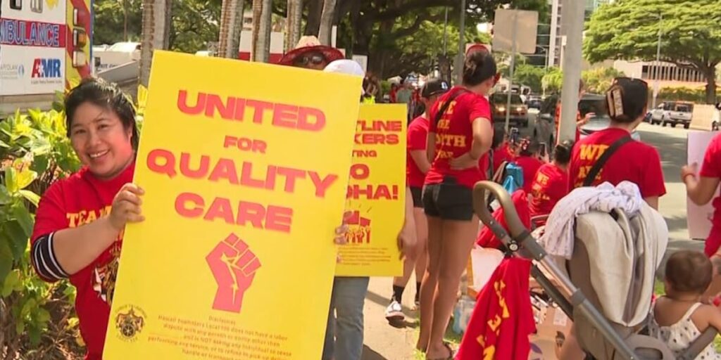 Kapiolani Medical Center faces second strike in two years as hundreds of health care workers walk out