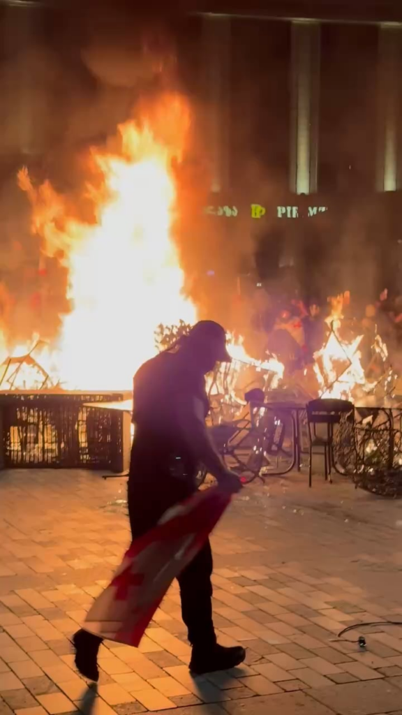Barricades and fires at protest near Tbilisi’s presidential residence