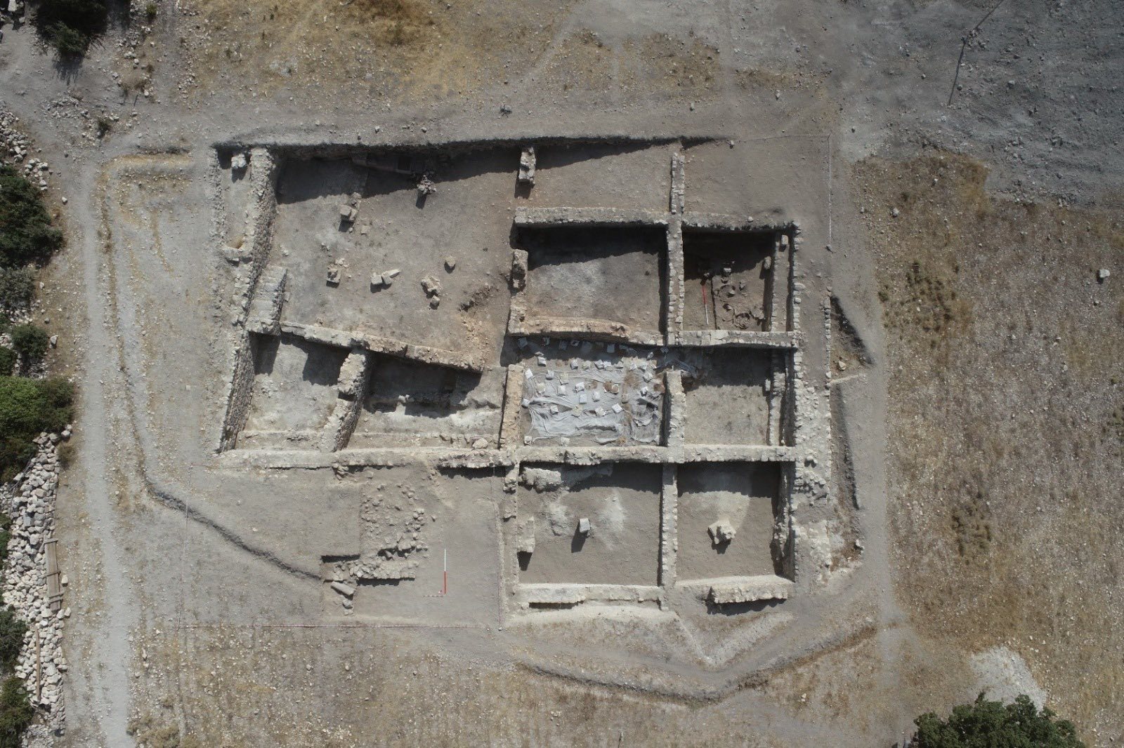Aerial view of the excavation grid at Topraktepe, Ermenek District, Karaman Province