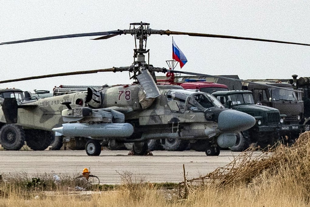 A Russian Ka-52 “Alligator” attack helicopter stationed at a military airbase. (Source: Getty Images)