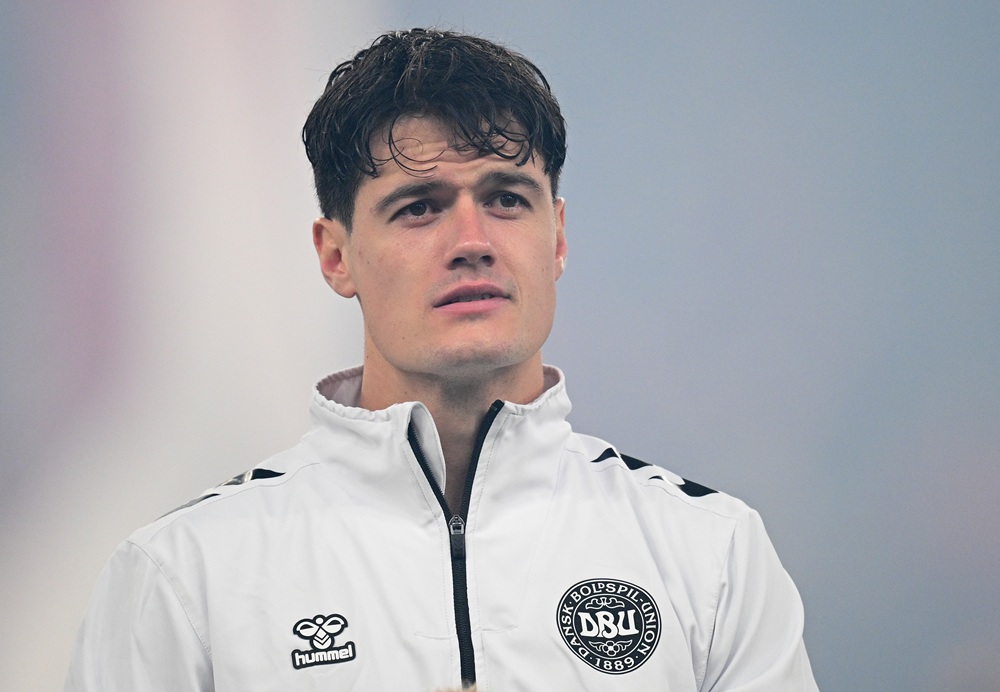 COPENHAGEN, DENMARK: Christian Nørgaard of Denmark looks on prior to the UEFA Nations League 2024/25 League A Group A4 match between Denmark and Sp...
