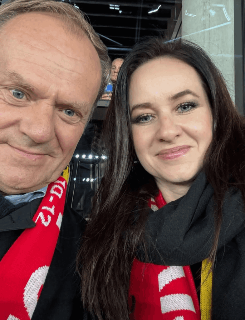 Lithuanian and Polish PMs enjoying the Lithuania - Poland game on 12.10.2025 Greetings from your neighbours!