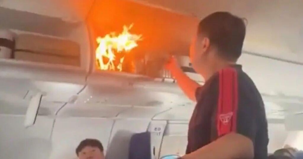 Air China: Fire panic on plane during flight after lithium battery ignites in passenger's suitcase