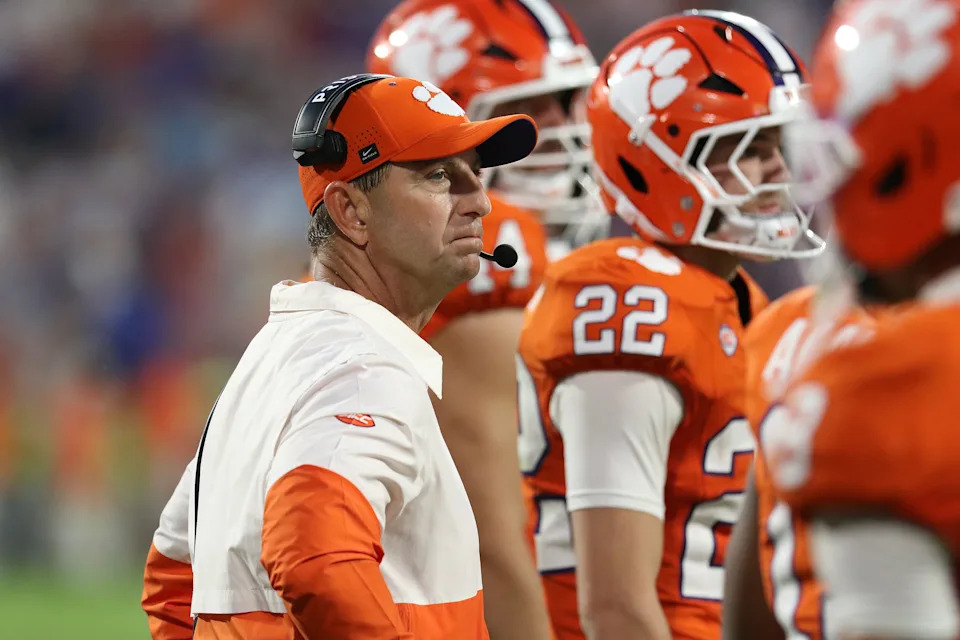 CLEMSON, SC - OCTOBER 18: Clemson Tigers head coach Dabo Swinney during a college football game between the SMU Mustangs and the Clemson Tigers on October 18, 2025 at Memorial Stadium in Clemson, S.C. (Photo by John Byrum/Icon Sportswire via Getty Images)