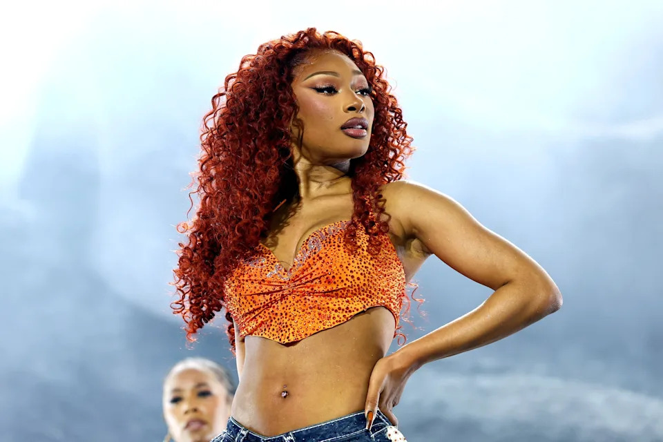 Megan Thee Stallion performs at Coachella Stage during the 2025 Coachella Valley Music and Arts Festival in Indio, California, on April 20, 2025.