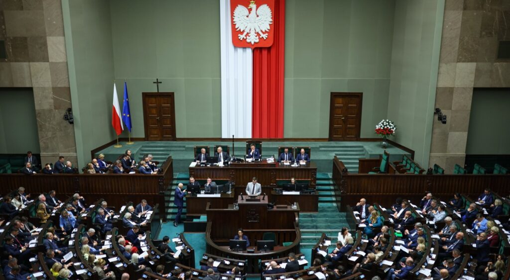 Polish MPs back deal allowing International Criminal Court sentences to be served in Poland The lower house of Polands parliament, the Sejm, in session in Warsaw on Thursday, Oct. 9, 2025.