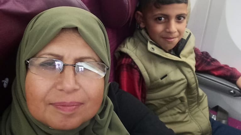 Nima Alhaj, and Musa Abusaileek on the bus after arriving in Jordan.