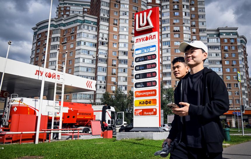 A gas station in Moscow, pictured on September 8, 2025.