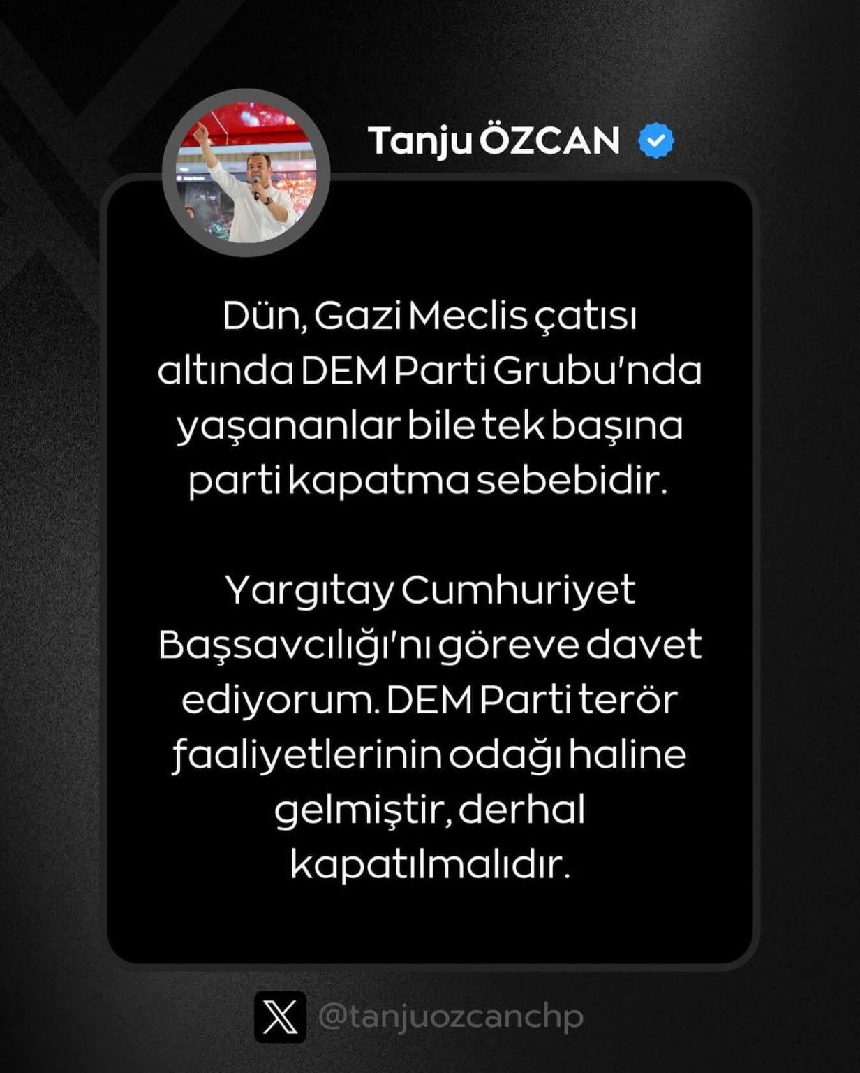 Tanju Özcan's sharing about Dem Party;