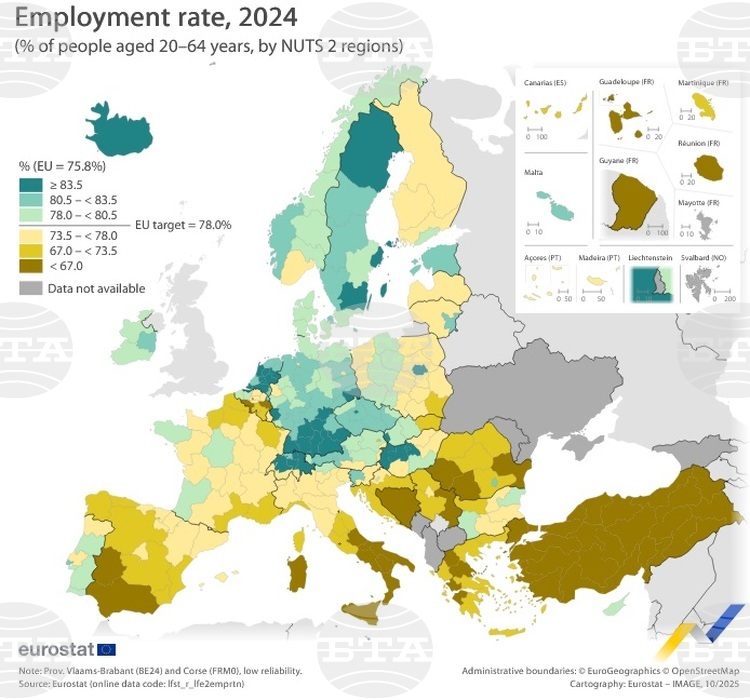 Employment Rate in the EU and Bulgaria Increased in 2024, According to Eurostat