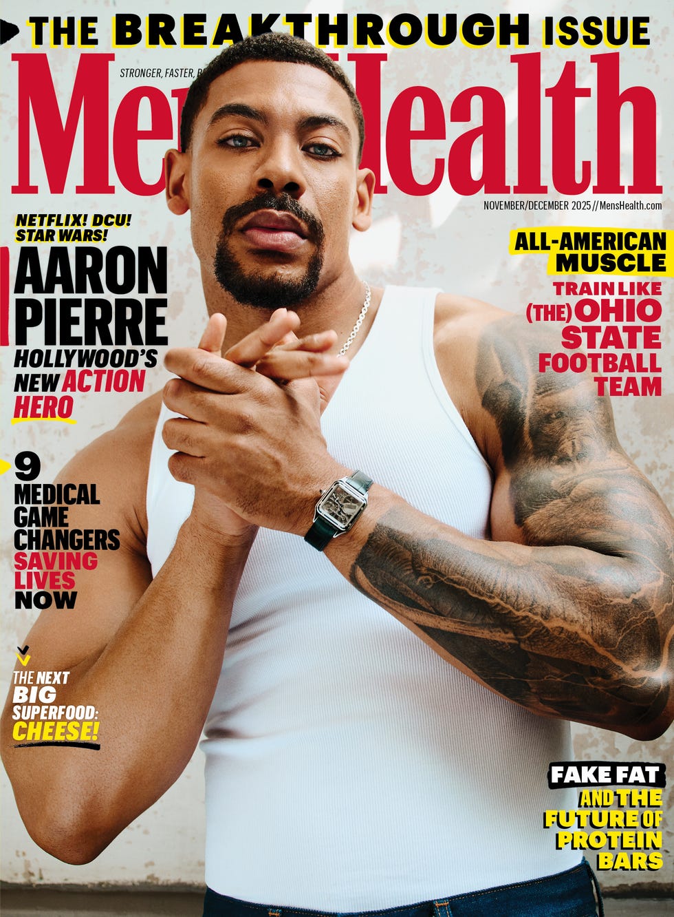 mens health cover image of aaron pierre