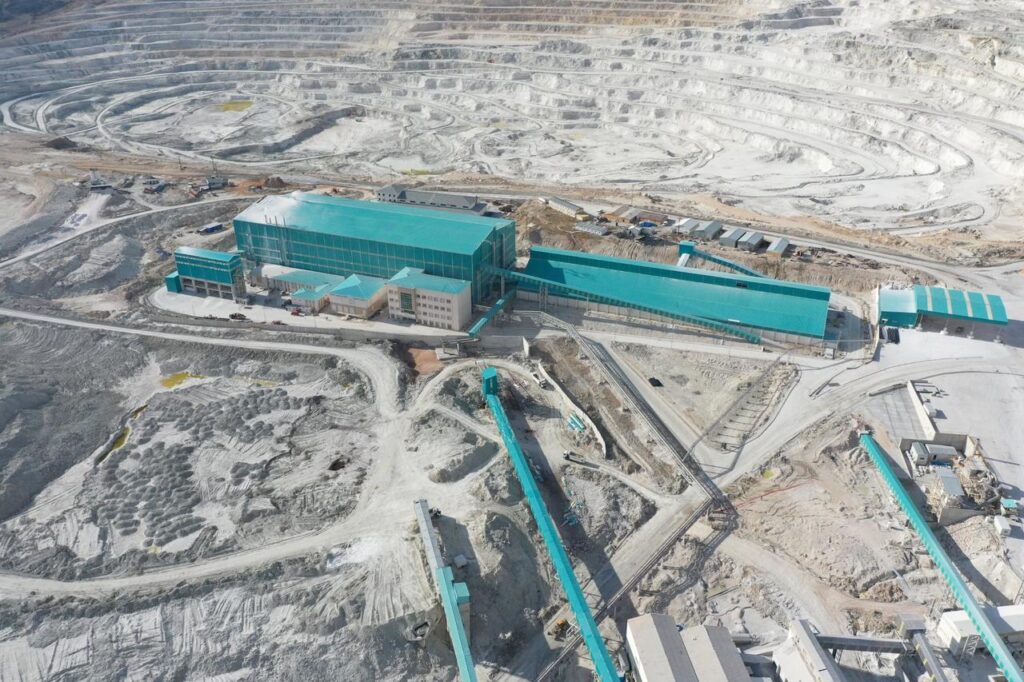 Turquoise industrial structures stand out at a lithium mine operated by Eti Maden, in Eskisehir, Turkey, Dec. 26, 2020. (AA Photo)